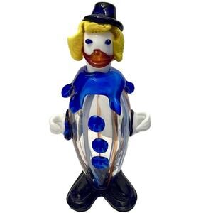 Murano Glass Clown Figurine 60s Ball Belly 8.5" Italy Blown Art Fratelli Pitau